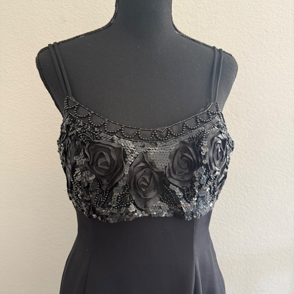 Vintage Dollar Y2K Babydoll Dress S Dark Floral Rose Sequin Dark Romantic Witchy - Picture 2 of 9
